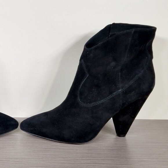 Vince Camuto Side Zip Bootie, Black Suede, Womens Size 7.5 M / 38 - Picture 9 of 12